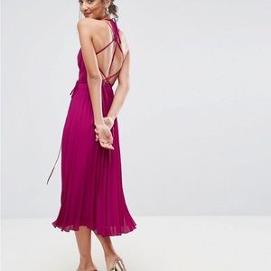Asos wrap criss cross pleat midi dress